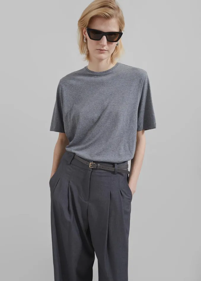 Women Harper Soft Organic TShirt 8211 Dark Grey Melange The Frankie Shop Tops
