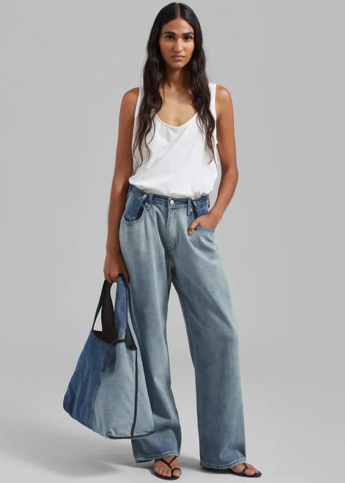 Women Hayla Contrast Denim Pants 8211 Light WashBlue The Frankie Shop Bottoms