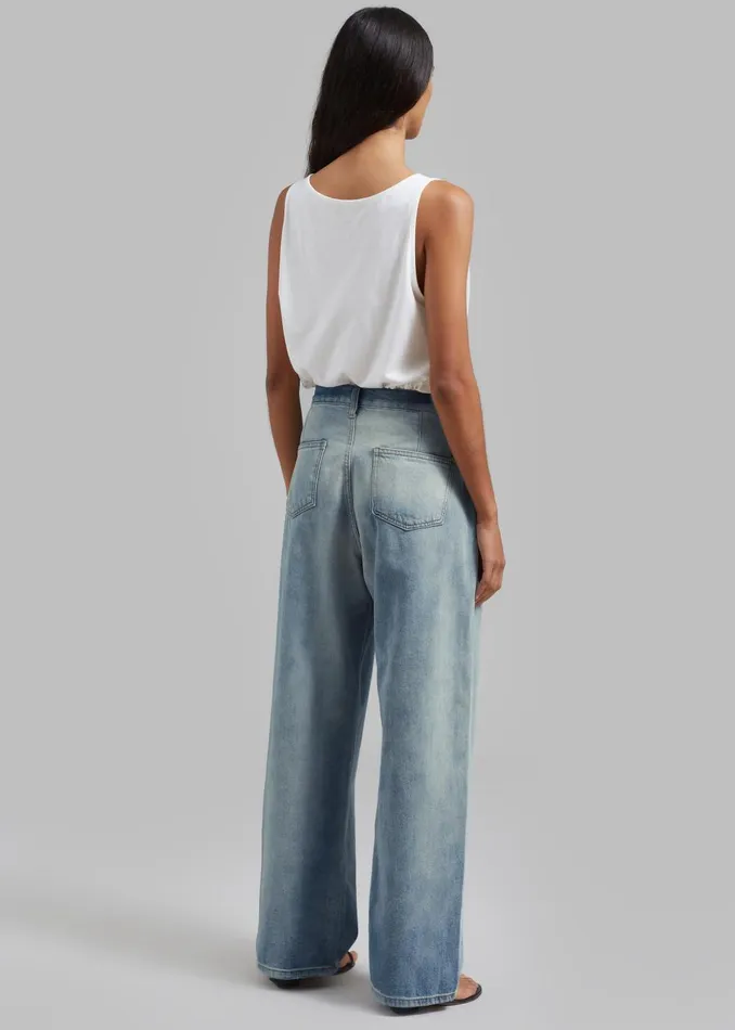 Women Hayla Contrast Denim Pants 8211 Light WashBlue The Frankie Shop Bottoms