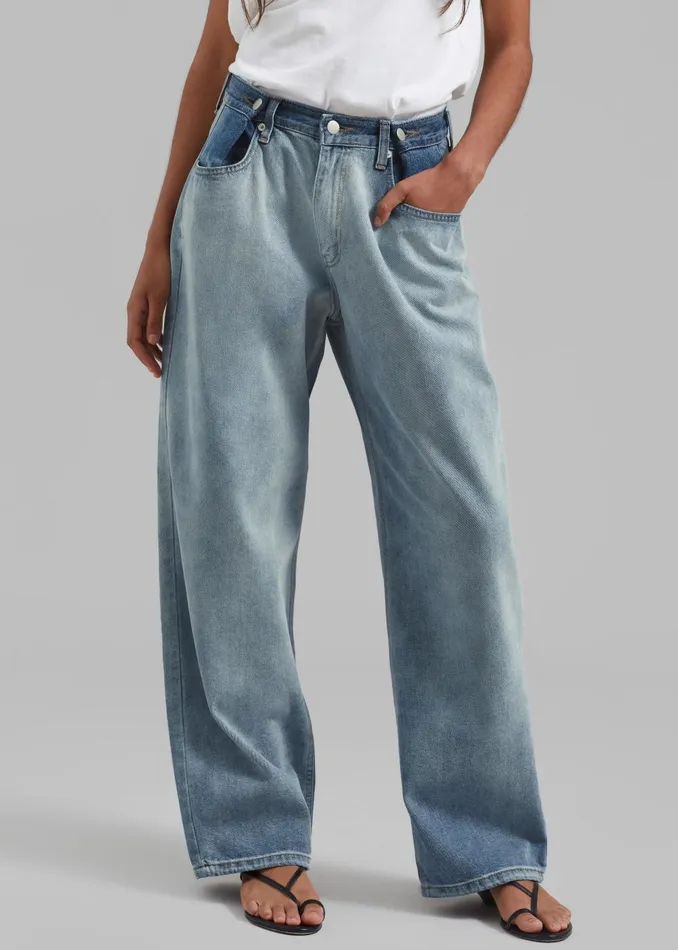 Women Hayla Contrast Denim Pants 8211 Light WashBlue The Frankie Shop Bottoms