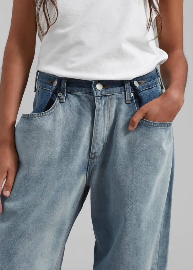 Women Hayla Contrast Denim Pants 8211 Light WashBlue The Frankie Shop Bottoms