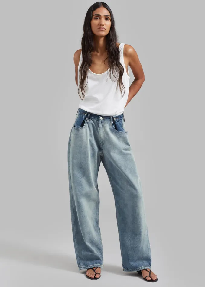 Women Hayla Contrast Denim Pants 8211 Light WashBlue The Frankie Shop Bottoms