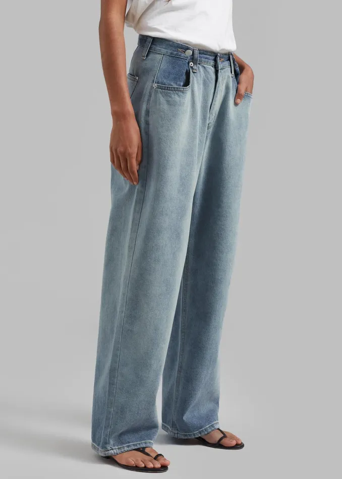 Women Hayla Contrast Denim Pants 8211 Light WashBlue The Frankie Shop Bottoms