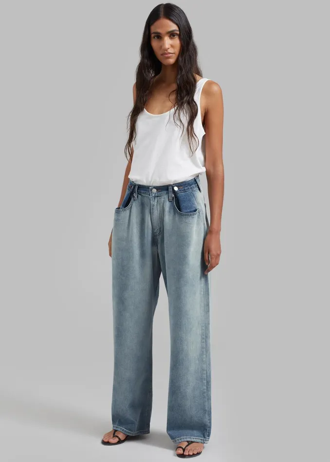 Women Hayla Contrast Denim Pants 8211 Light WashBlue The Frankie Shop Bottoms