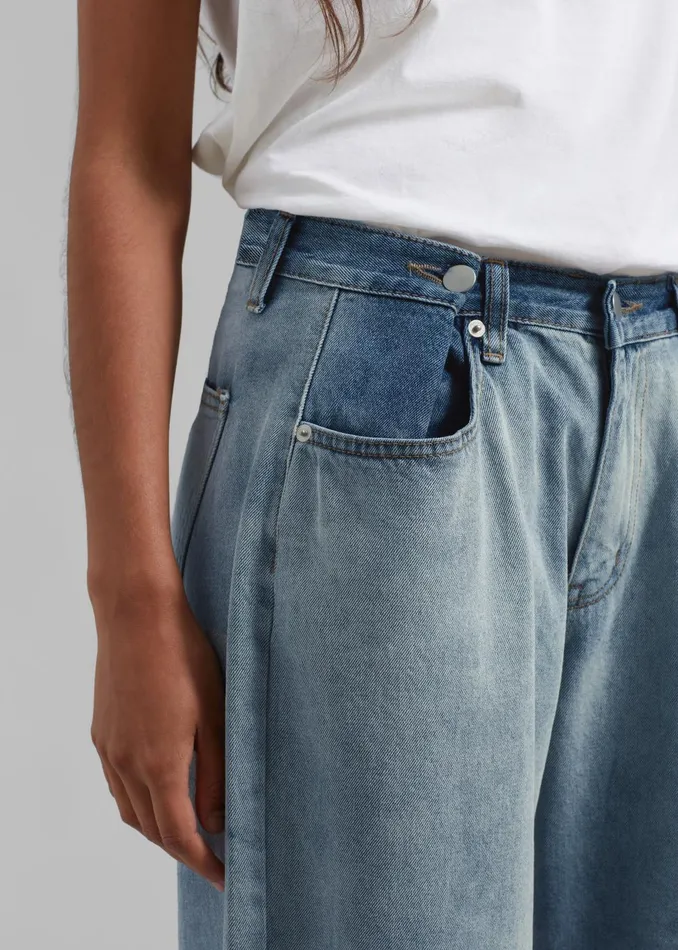 Women Hayla Contrast Denim Pants 8211 Light WashBlue The Frankie Shop Bottoms