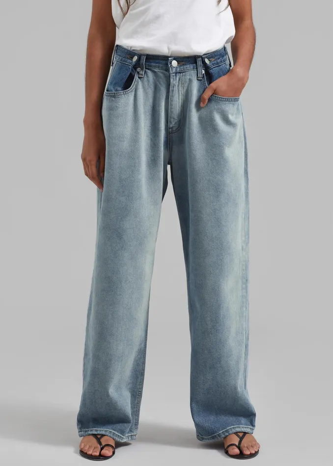 Women Hayla Contrast Denim Pants 8211 Light WashBlue The Frankie Shop Bottoms