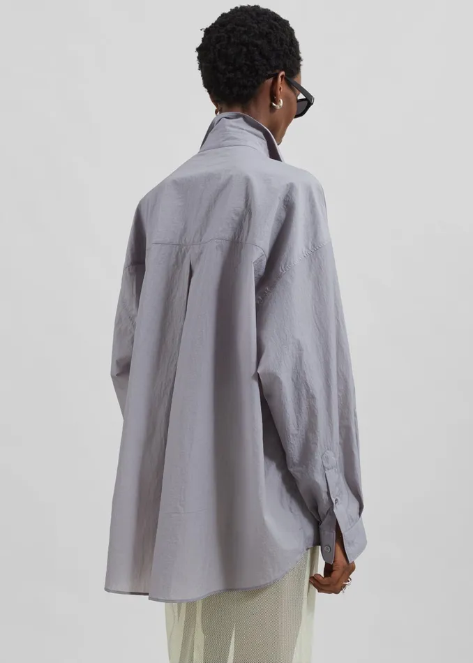 Women Ira Semi Sheer Button Up Shirt 8211 Grey The Frankie Shop Tops