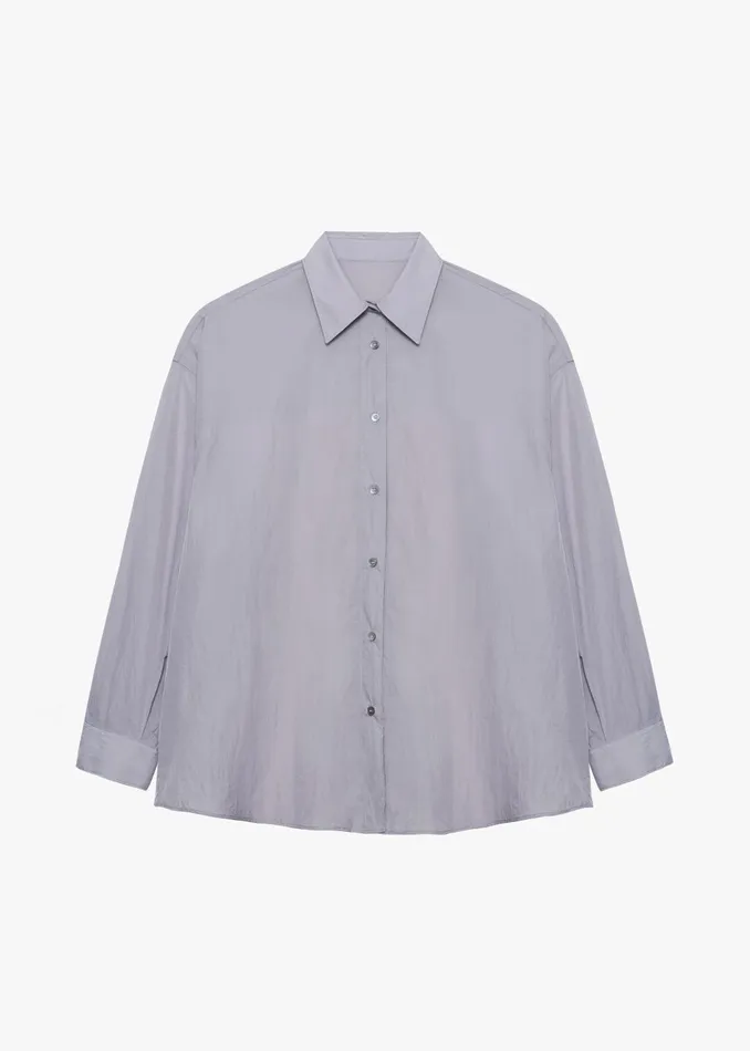 Women Ira Semi Sheer Button Up Shirt 8211 Grey The Frankie Shop Tops
