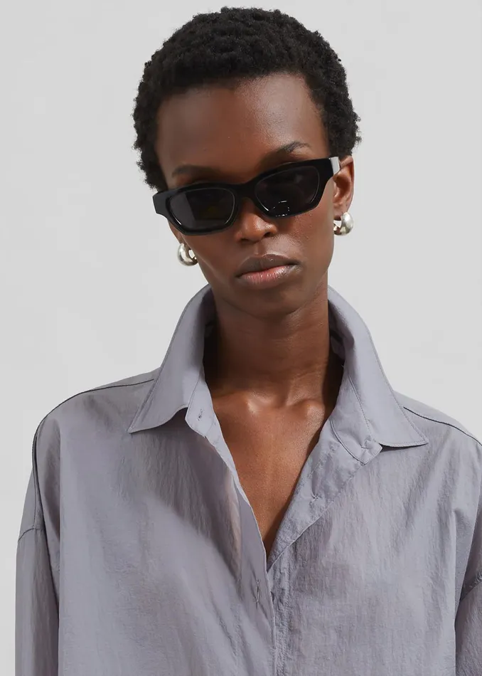 Women Ira Semi Sheer Button Up Shirt 8211 Grey The Frankie Shop Tops