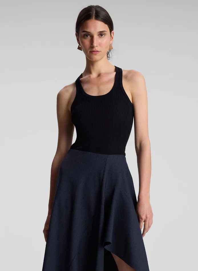 Women Iris Fine Cotton Knit Tank Black ALC Tees and Tanks
