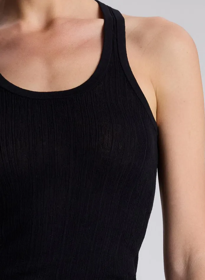 Women Iris Fine Cotton Knit Tank Black ALC Tees and Tanks
