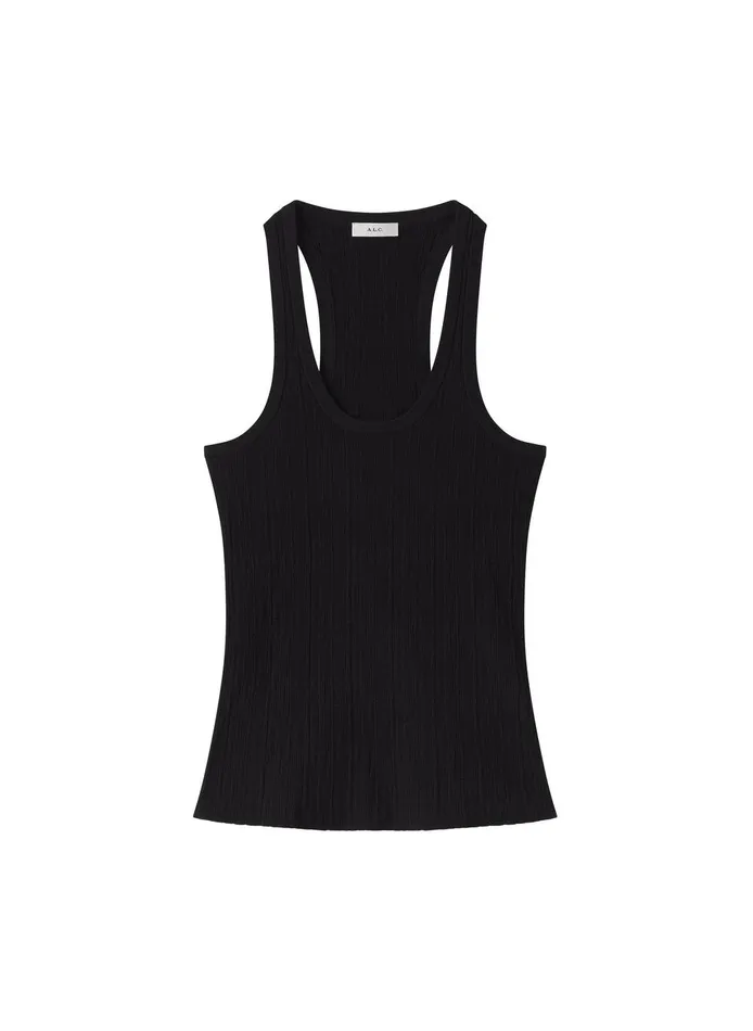 Women Iris Fine Cotton Knit Tank Black ALC Tees and Tanks