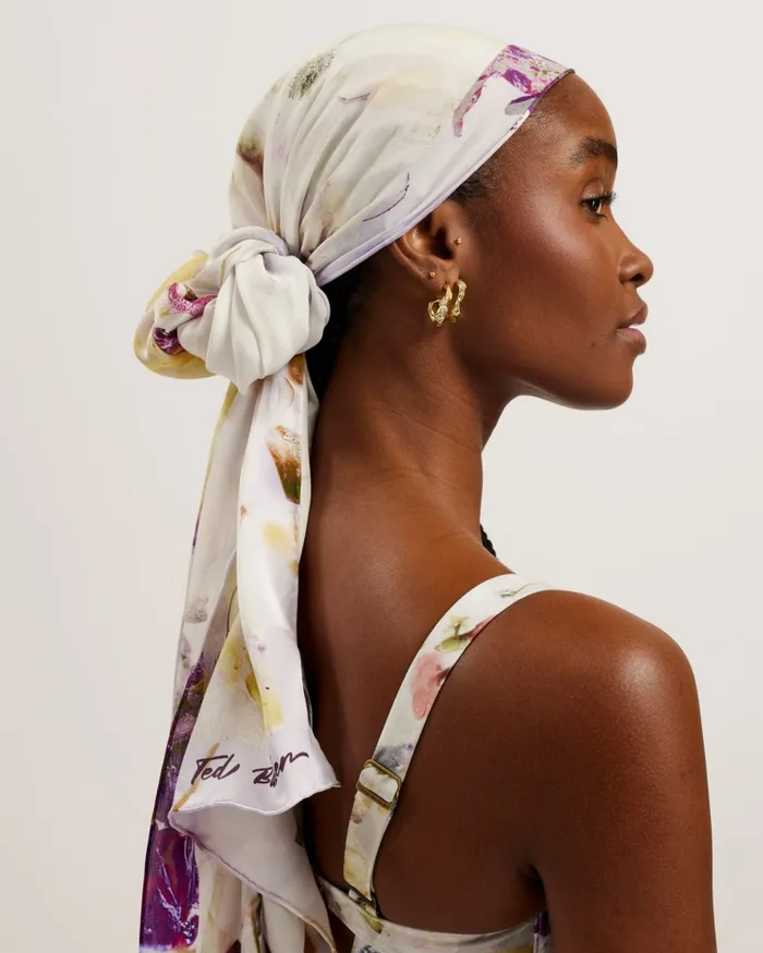 Women IRISY 8211 Floral Printed Long Silk Scarf Cream Ted Baker Scarves Women IRISY 8211 Floral Printed Long Silk Scarf Cream Ted Baker Scarves
