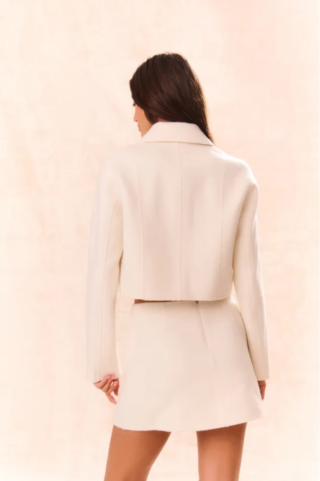 Women Jackets and Coats LoveShackFancy Lettie Wool MilitaryInspired Jacket Oatmeal