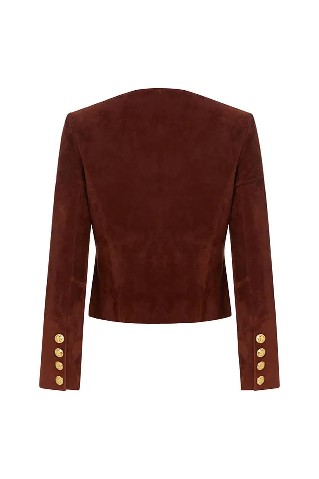 Women Jackets and Coats LoveShackFancy Susanna Chow New York Tessa Suede Jacket Brown