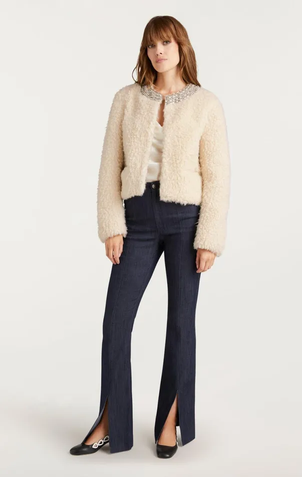 Women Jackets Cinq Sept Shearling Christie Jacket Ivory