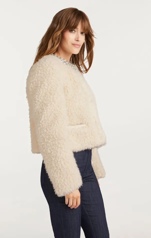 Women Jackets Cinq Sept Shearling Christie Jacket Ivory