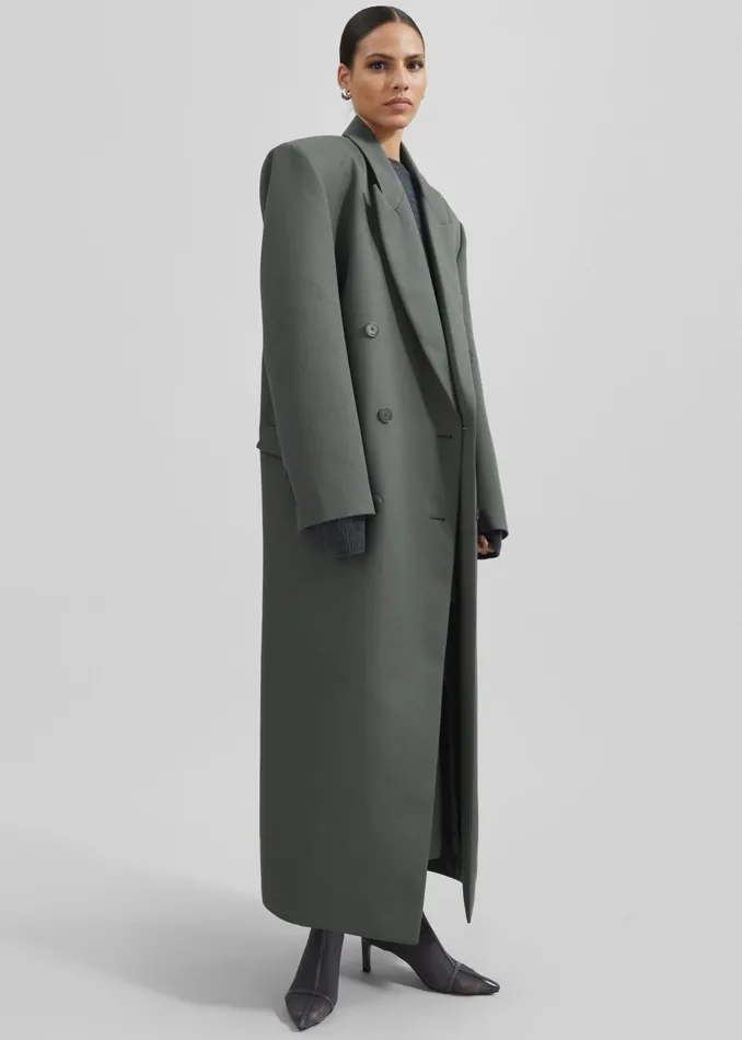 Women Jane Long Coat 8211 Light Khaki The Frankie Shop Outerwear