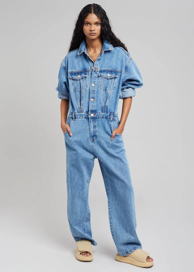 Women Jas Denim Jumpsuit 8211 Dark Indigo The Frankie Shop Jumpsuits