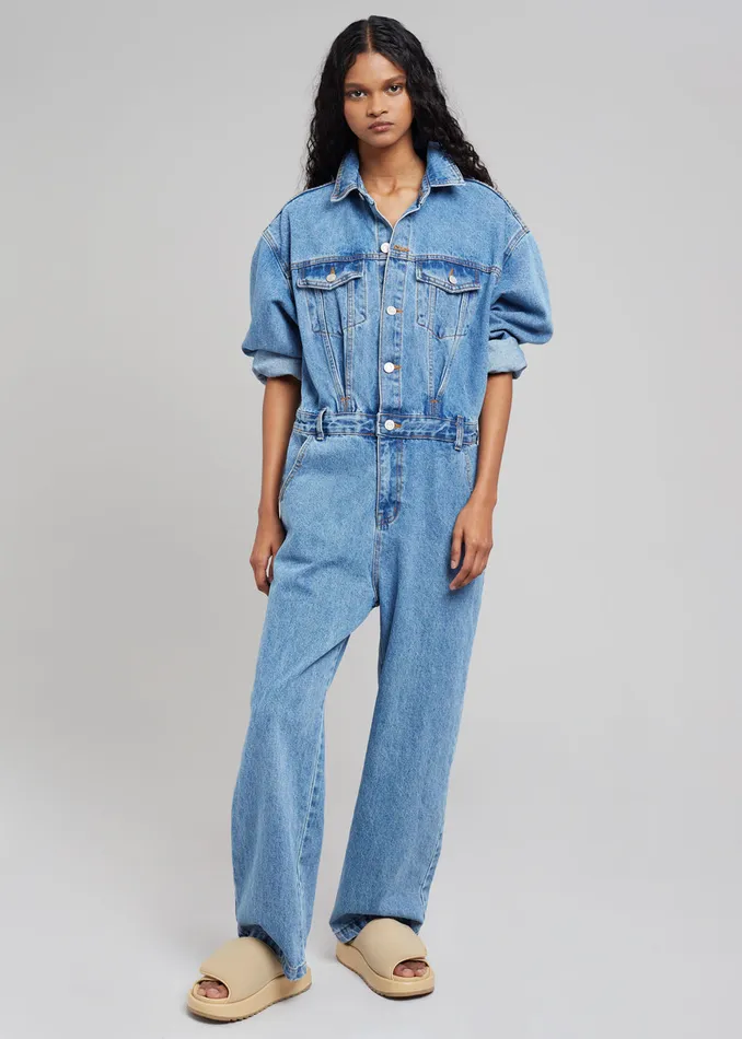 Women Jas Denim Jumpsuit 8211 Dark Indigo The Frankie Shop Jumpsuits
