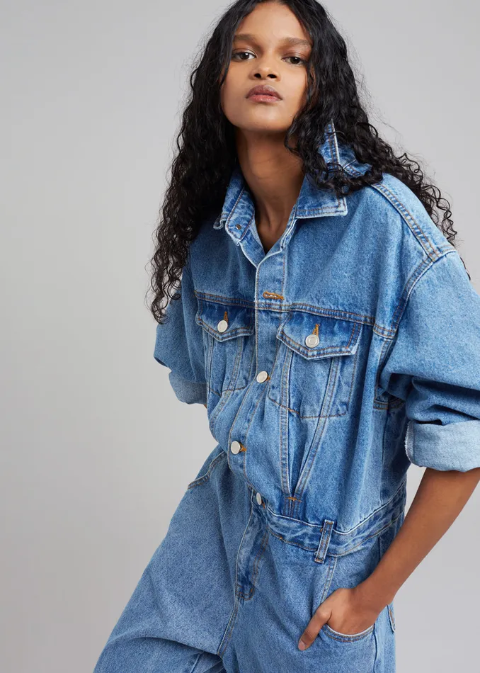 Women Jas Denim Jumpsuit 8211 Dark Indigo The Frankie Shop Jumpsuits