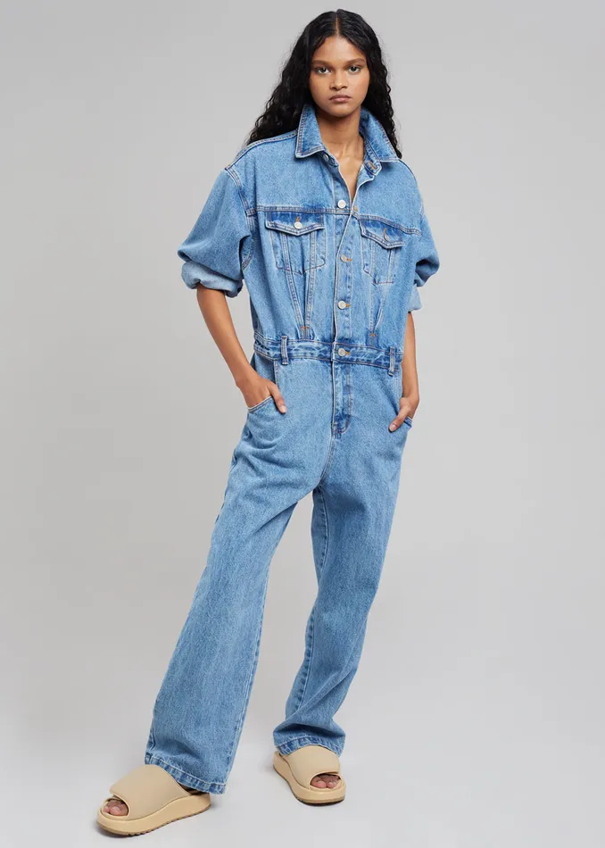 Women Jas Denim Jumpsuit 8211 Dark Indigo The Frankie Shop Jumpsuits