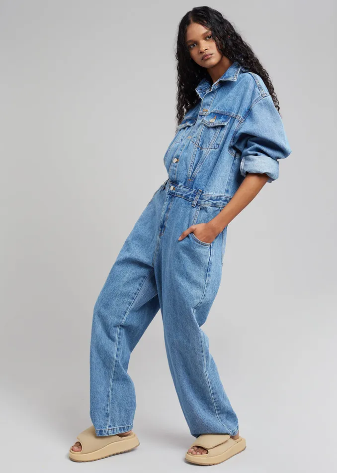 Women Jas Denim Jumpsuit 8211 Dark Indigo The Frankie Shop Jumpsuits