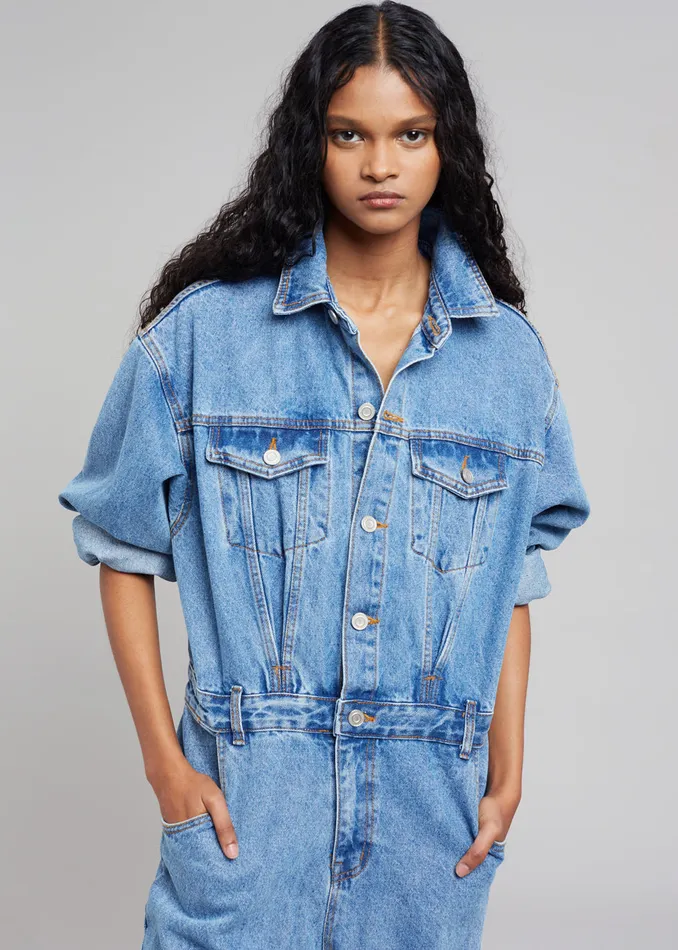 Women Jas Denim Jumpsuit 8211 Dark Indigo The Frankie Shop Jumpsuits