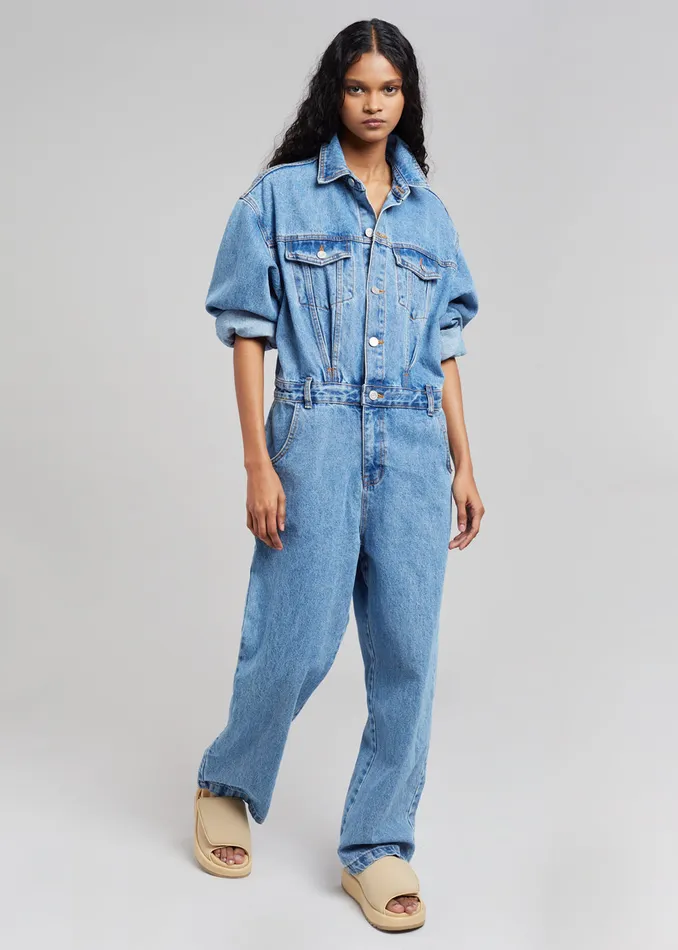 Women Jas Denim Jumpsuit 8211 Dark Indigo The Frankie Shop Jumpsuits