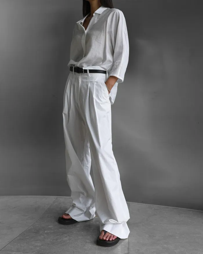 Women Jayden Wide Pants 8211 White The Frankie Shop Bottoms