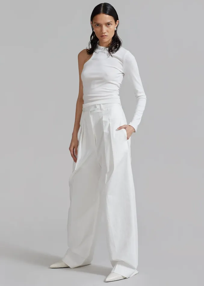 Women Jayden Wide Pants 8211 White The Frankie Shop Bottoms