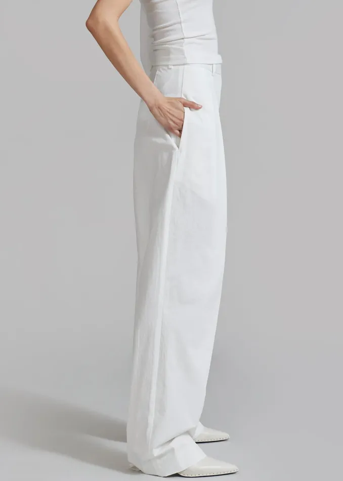 Women Jayden Wide Pants 8211 White The Frankie Shop Bottoms