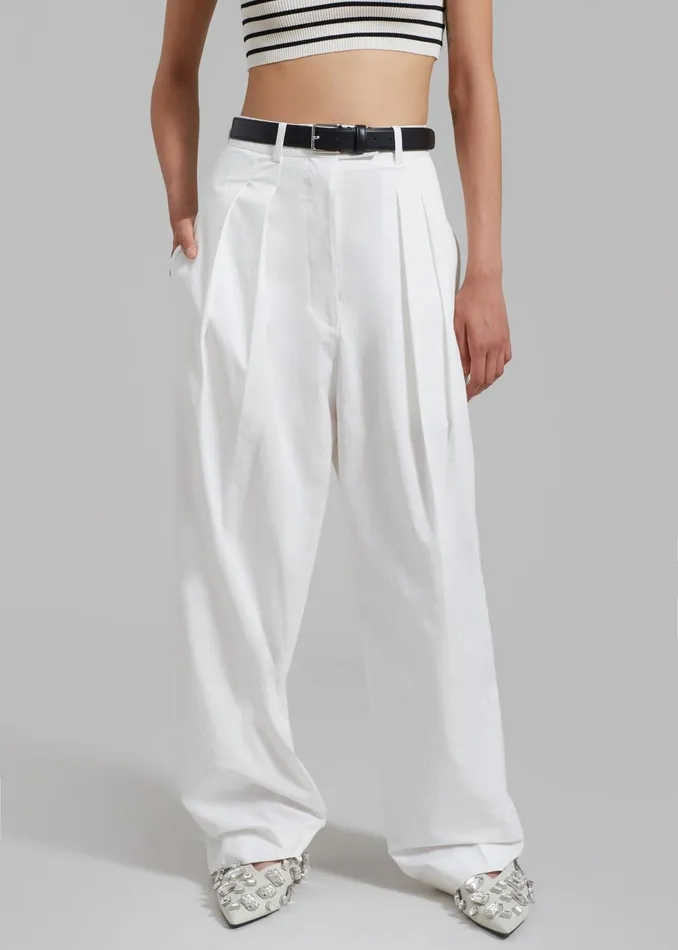 Women Jayden Wide Pants 8211 White The Frankie Shop Bottoms
