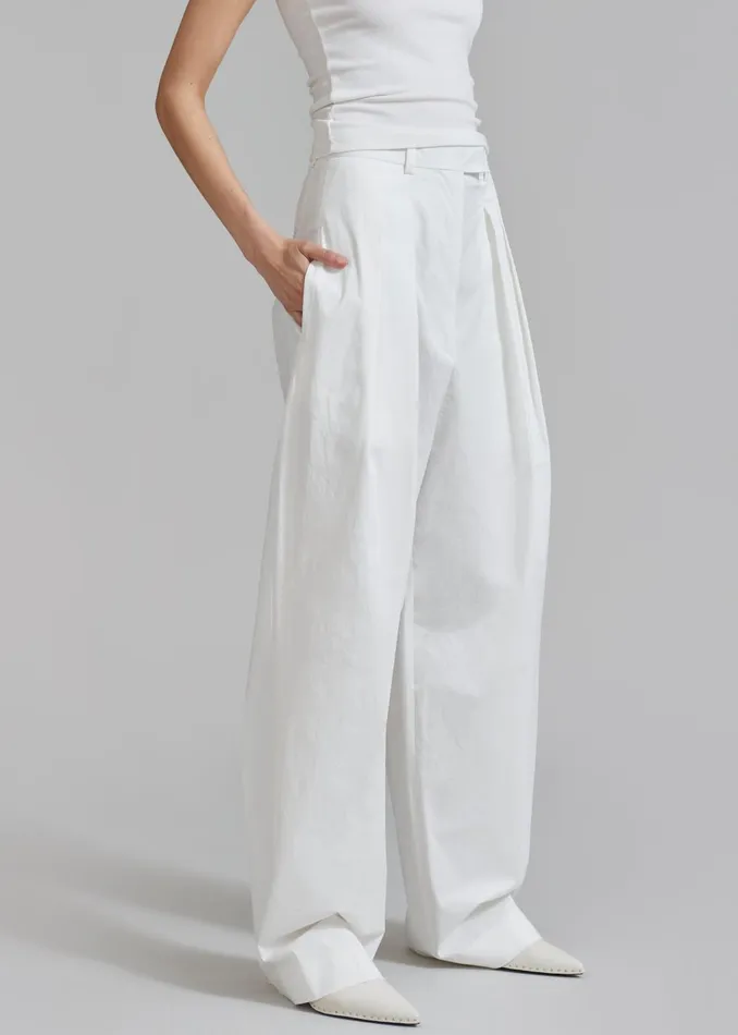 Women Jayden Wide Pants 8211 White The Frankie Shop Bottoms