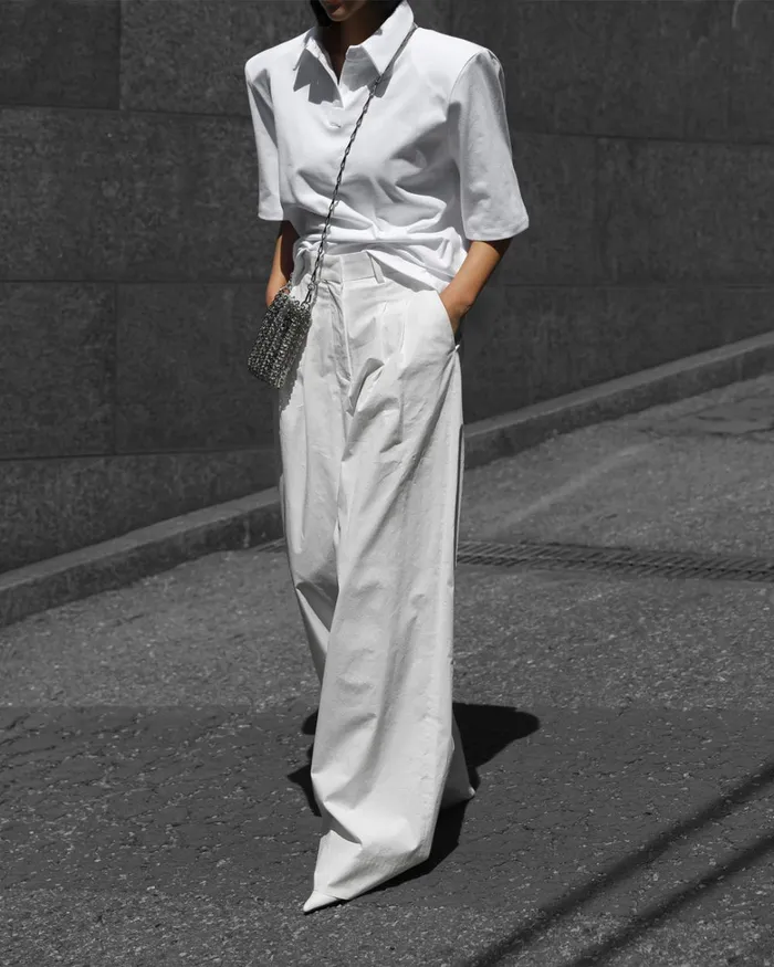 Women Jayden Wide Pants 8211 White The Frankie Shop Bottoms