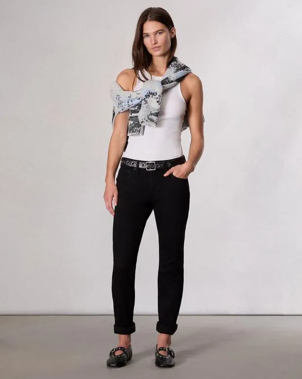 Women Jeans Rag and Bone Dre Slim Boyfriend Jean Vintage Stretch Denim Black
