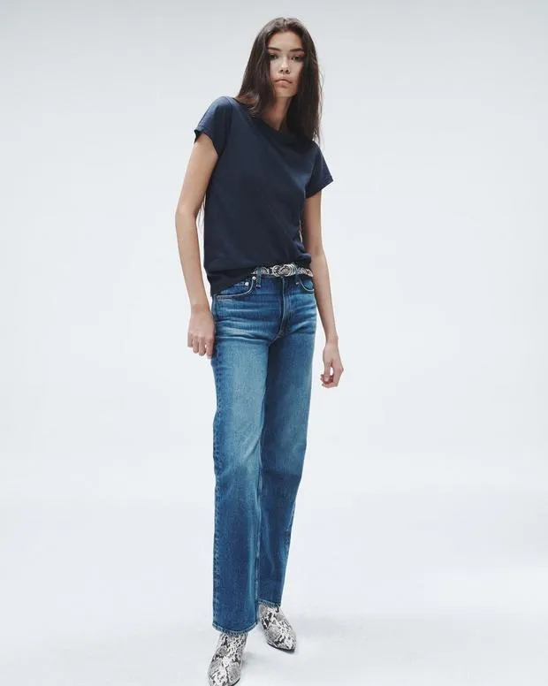 Women Jeans Rag and Bone Harlow Full Length Straight Jean Vintage Stretch Denim Kendra