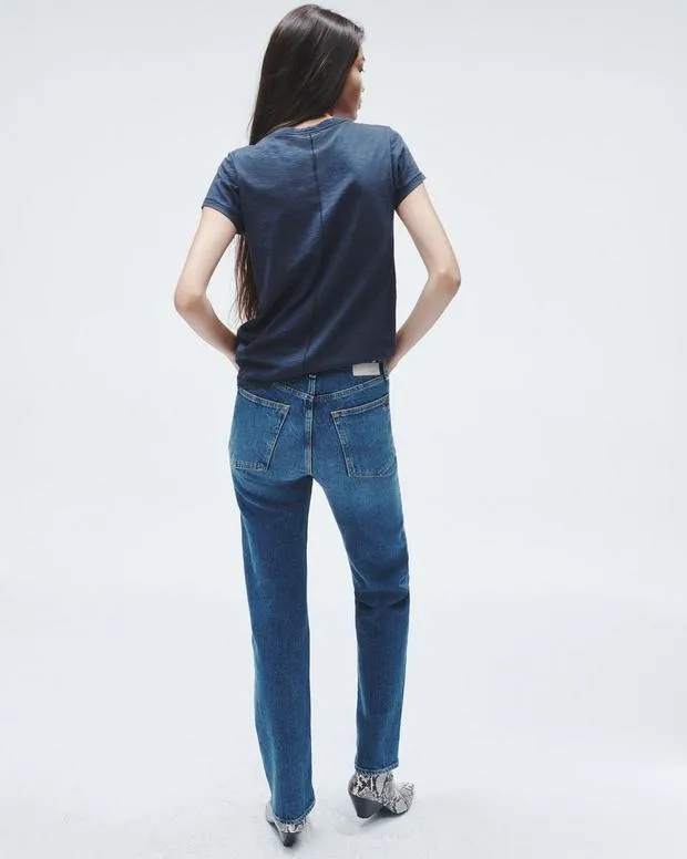 Women Jeans Rag and Bone Harlow Full Length Straight Jean Vintage Stretch Denim Kendra