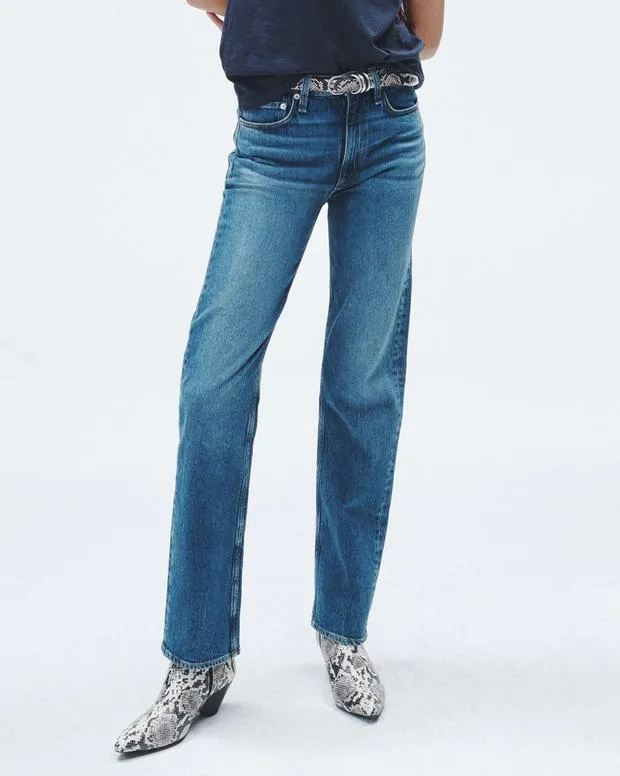 Women Jeans Rag and Bone Harlow Full Length Straight Jean Vintage Stretch Denim Kendra