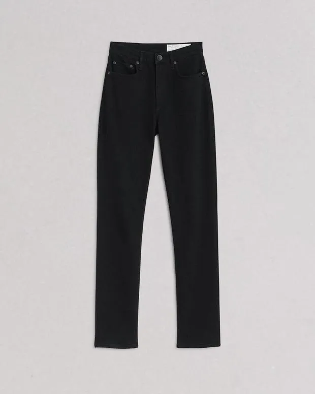 Women Jeans Rag and Bone Wren Full Length Straight Jean Vintage Stretch Denim Black