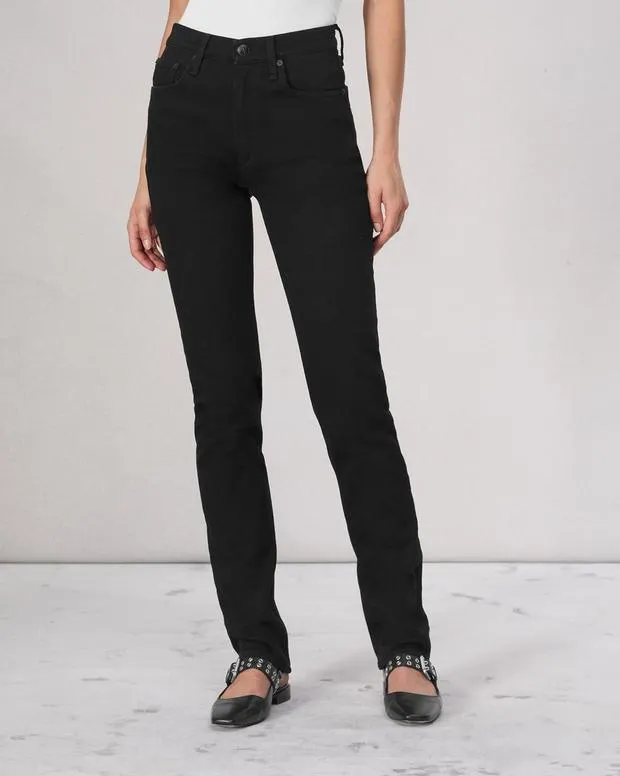 Women Jeans Rag and Bone Wren Full Length Straight Jean Vintage Stretch Denim Black