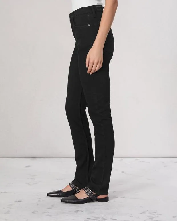 Women Jeans Rag and Bone Wren Full Length Straight Jean Vintage Stretch Denim Black