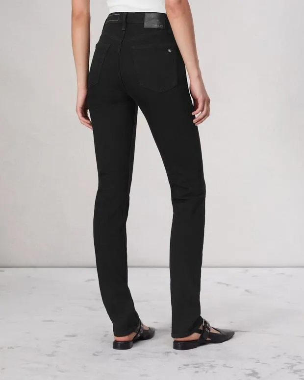 Women Jeans Rag and Bone Wren Full Length Straight Jean Vintage Stretch Denim Black