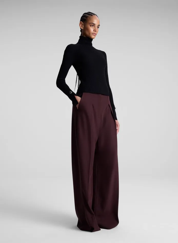Women Jett Cable Knit Merino Turtleneck Top Black ALC Tops