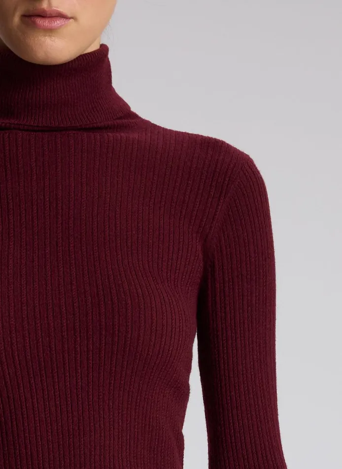 Women Jett Cable Knit Merino Turtleneck Top Burgundy ALC Tops