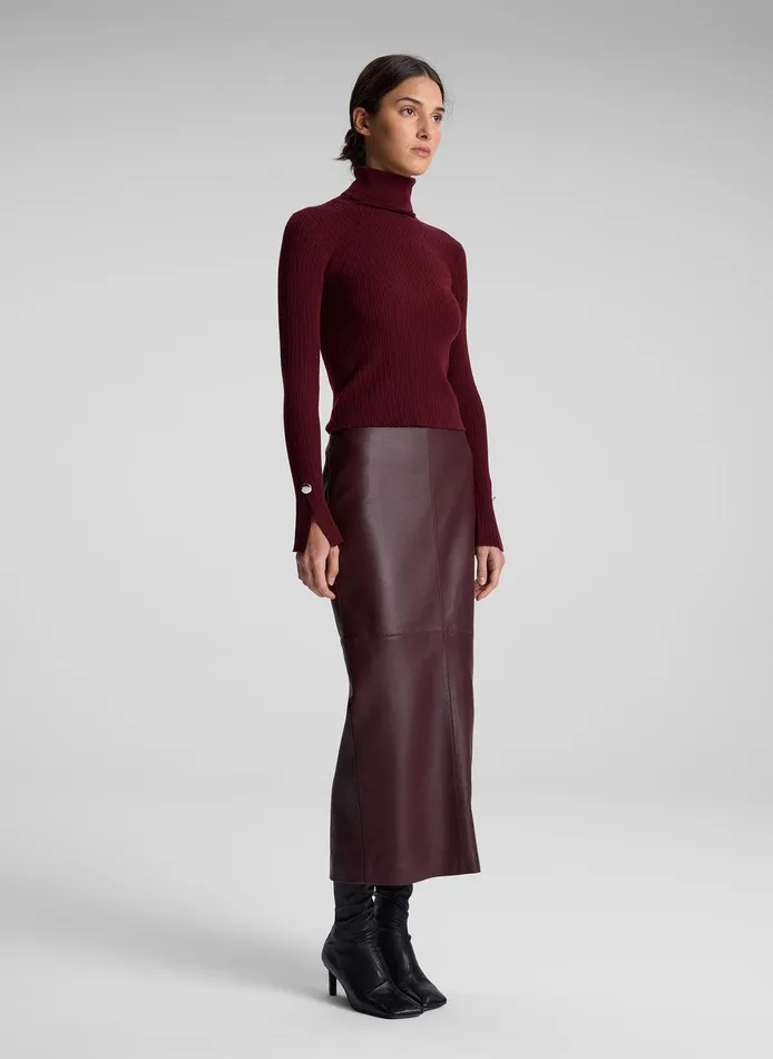 Women Jett Cable Knit Merino Turtleneck Top Burgundy ALC Tops