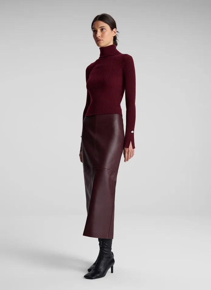 Women Jett Cable Knit Merino Turtleneck Top Burgundy ALC Tops