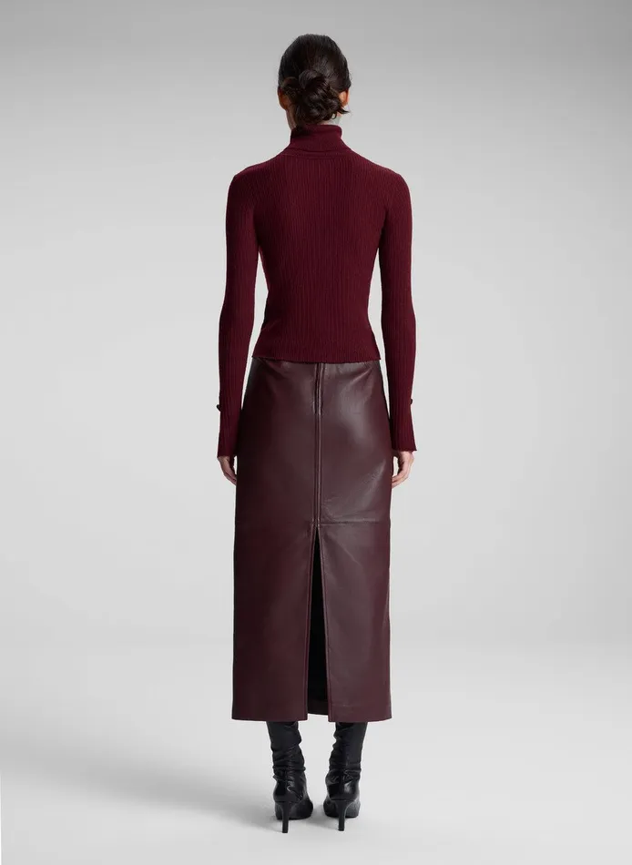 Women Jett Cable Knit Merino Turtleneck Top Burgundy ALC Tops