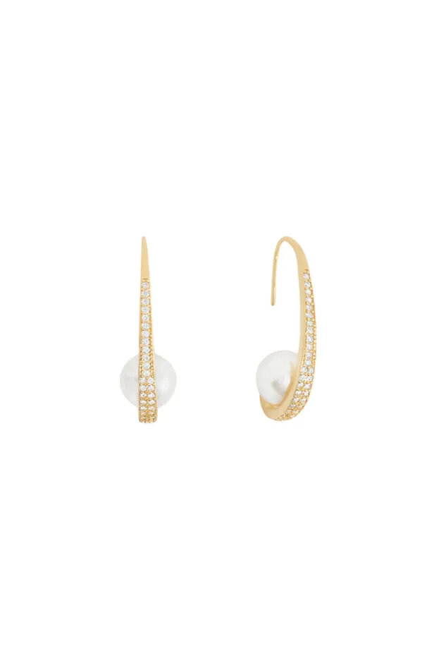 Women Jewelry LoveShackFancy Shashi Michelle Earrings Gold Pearl