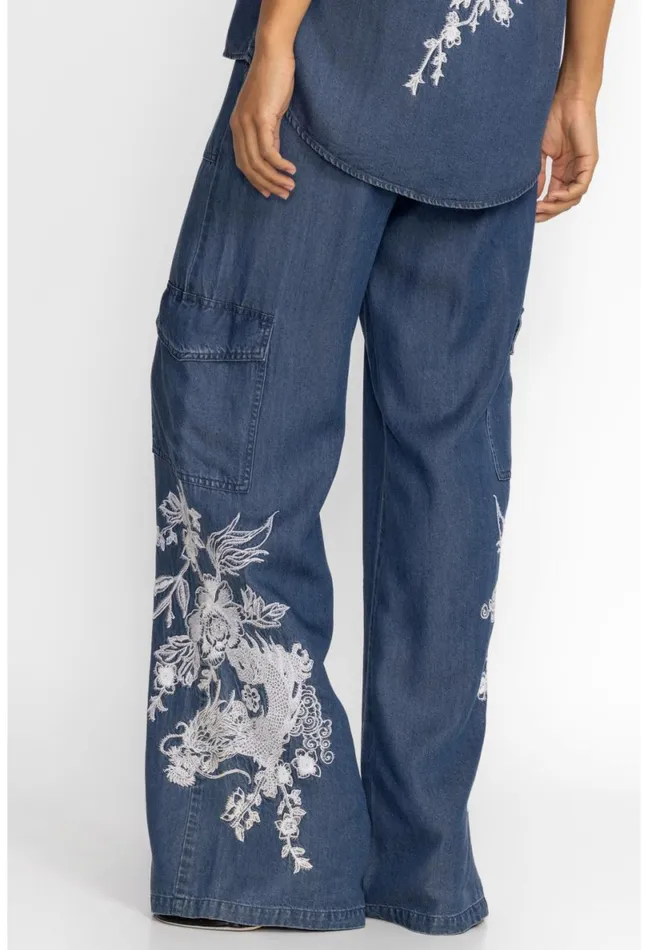 Women Johnny Was Bottoms Alicent Denim Cargo Pant Denim